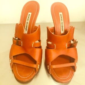 Manolo Blahnik Leather Mules